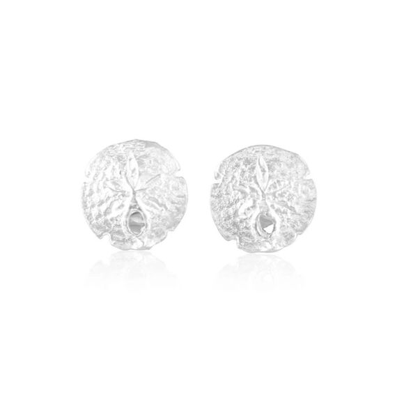 NWT~Sterling Silver .925 Diamond Cut Sand Dollar Design Post Stud Earrings - Picture 3 of 4